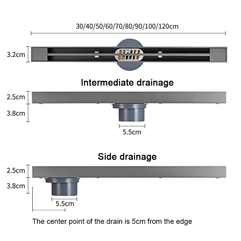 2cm Wide Floor Drain Stainless Steel Linear Narrow