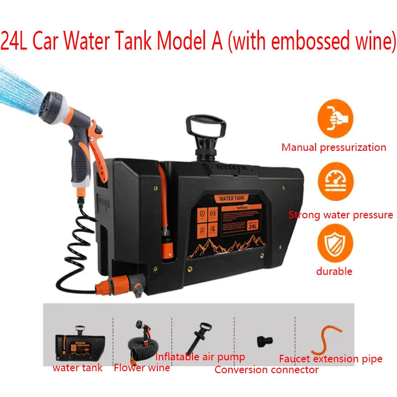 Car Mounted 24l Water Tank Large Capacity Camping
