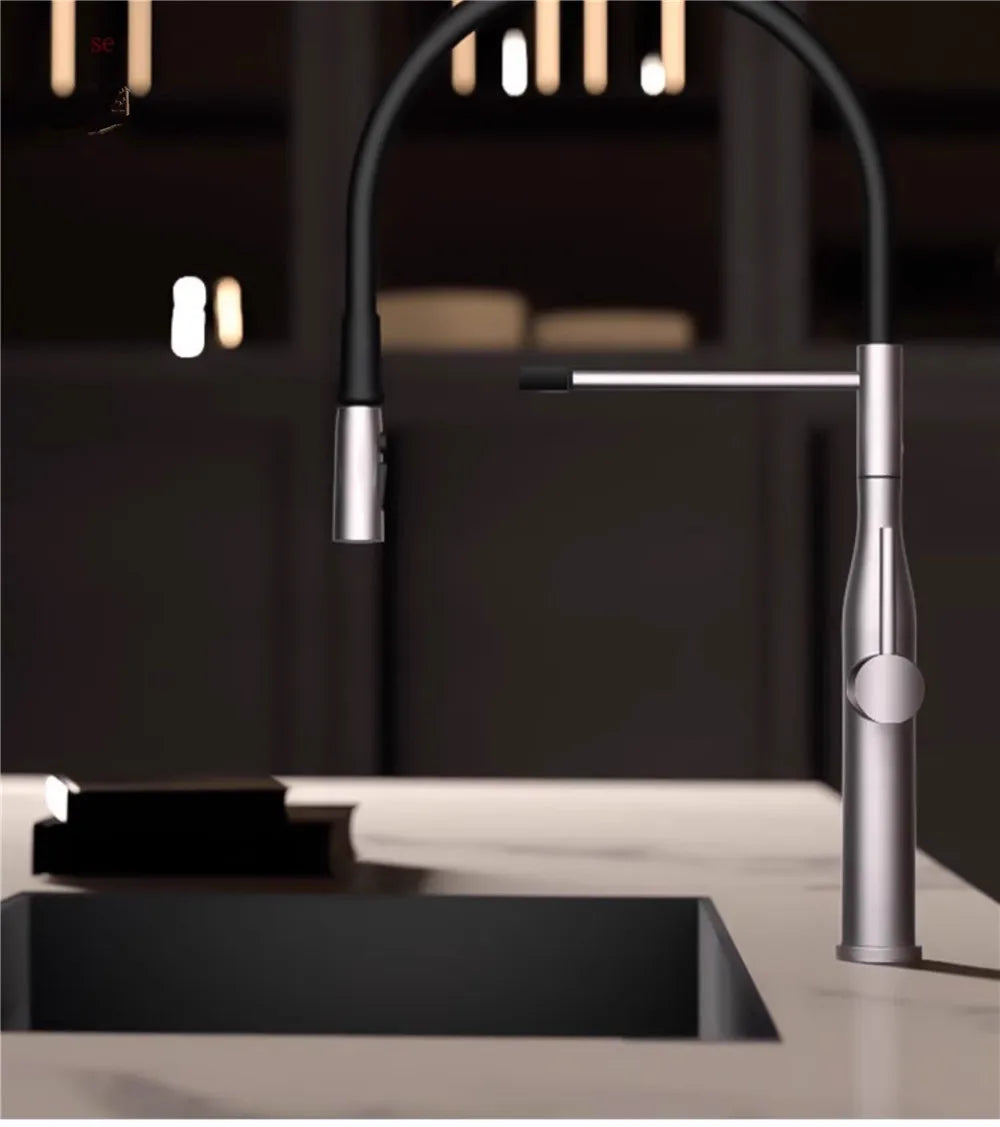 Brushed Gold Pull Out Faucet Gray Pull Out