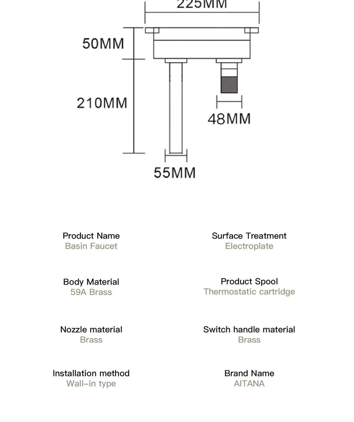 Luxruy Rose Gold Brass Wall-Embedded Bathroom Faucet 2hole