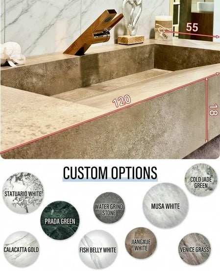 Any Size Custom Medieval Style Marble Sink Bathroom