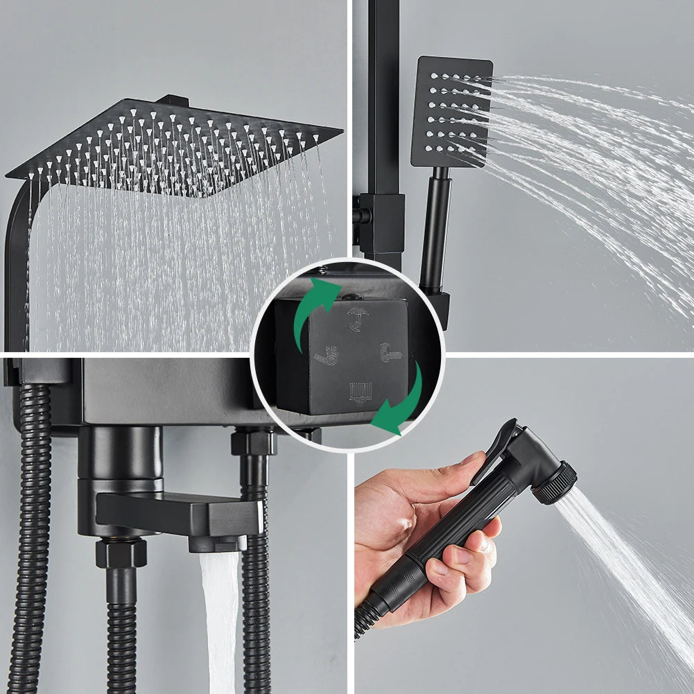 Rozin Rainfall Bathroom Shower Faucet Bidet Mixer Tap