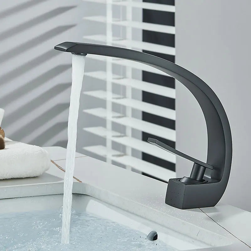Black Chrome Bathroom Basin Faucet Deck Mount Cold
