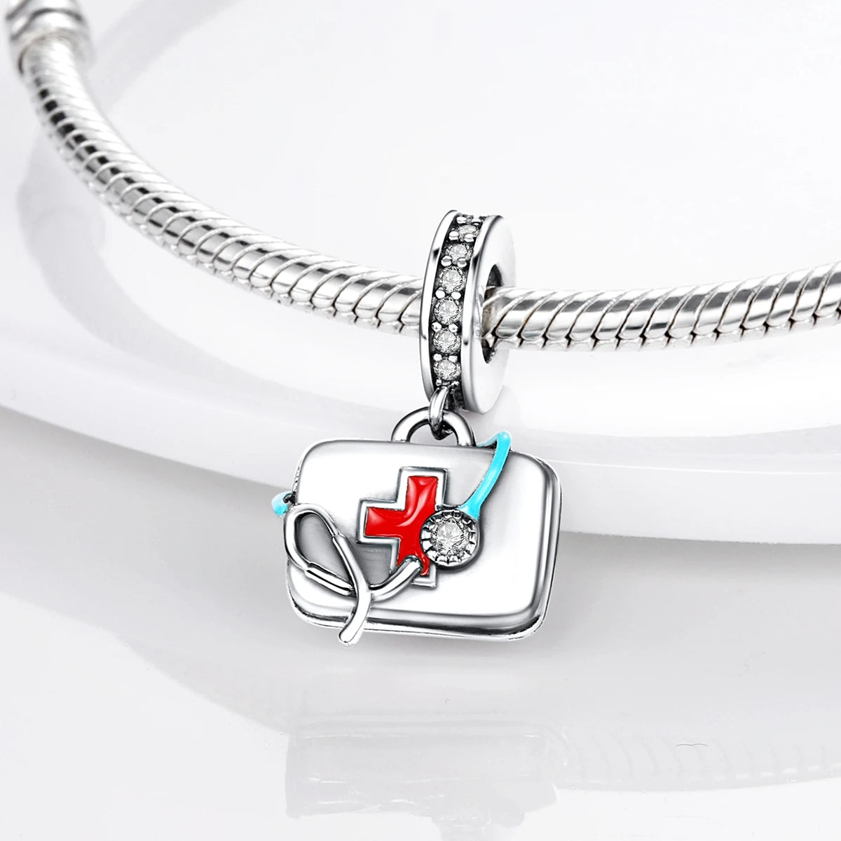 Medicine Cabinet Stethoscope Charm Pendant 925 Silver Original