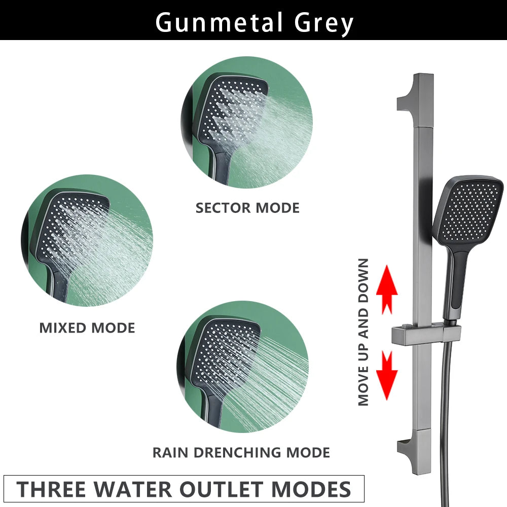 Wall Mounted Adjustable Slide Shower Bar Bathroom Shower