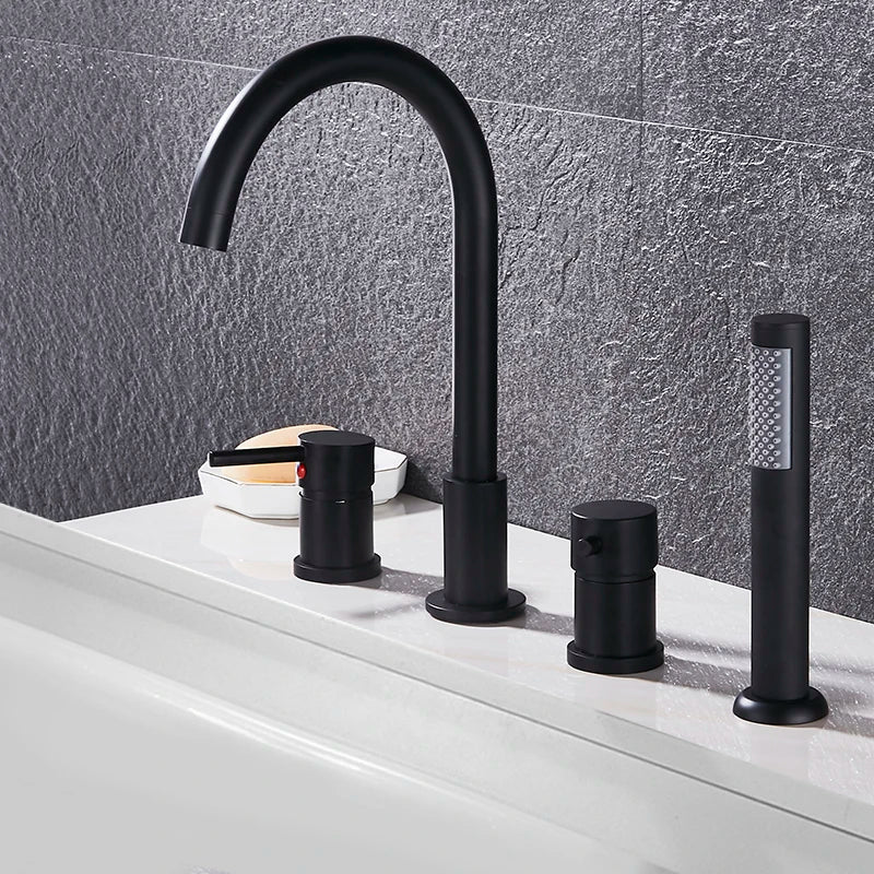 4pcs Brass Bathroom Bathtub Faucet Bath Faucet Deck
