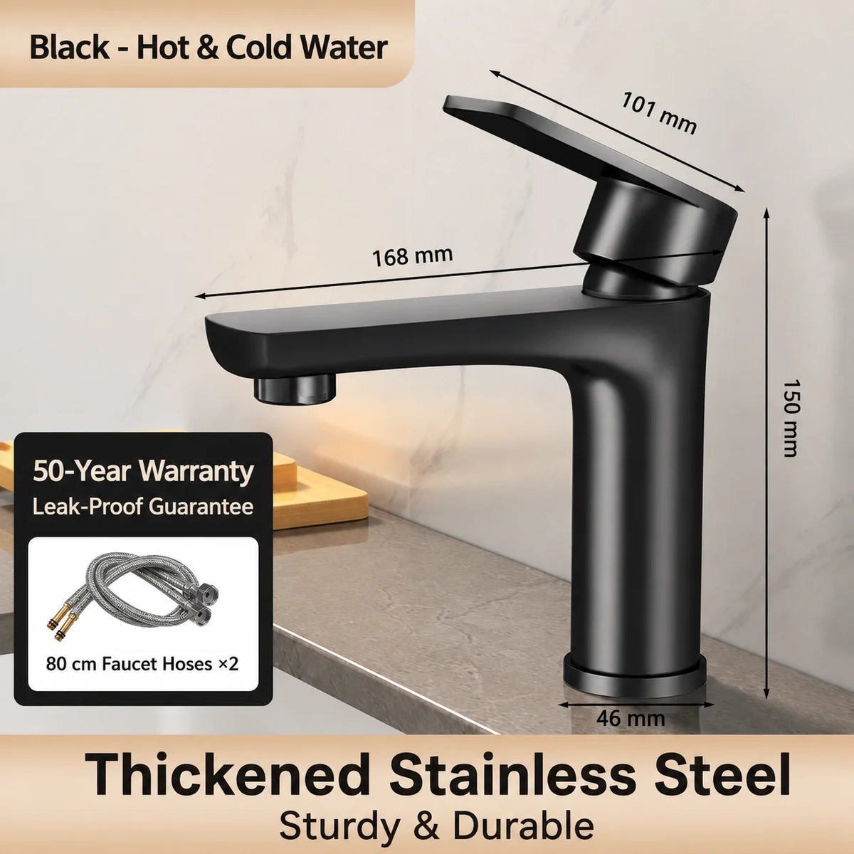304 Stainless Steel Bathroom Sink Faucet Cold Mixer