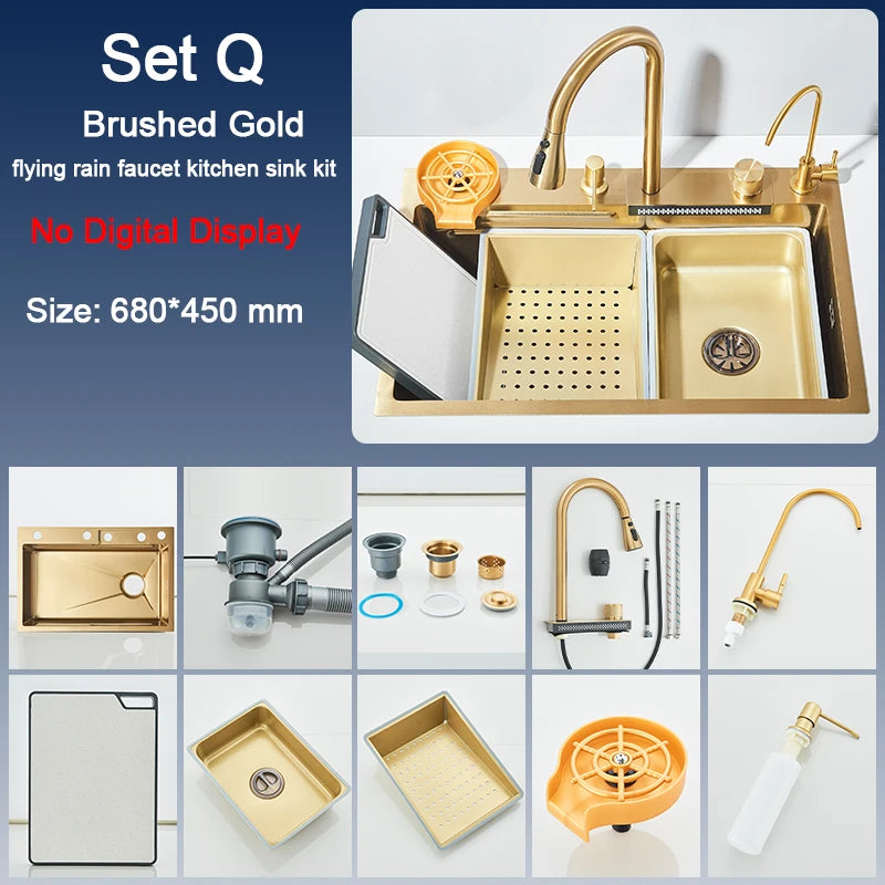 Stainless Steel Sink Faucet 75 45cm Large Bowl