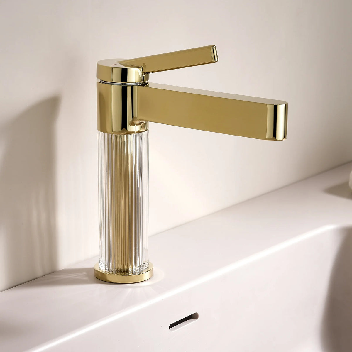 Yellow Bathroom Basin Faucet Acrylic Brass Cold Water
