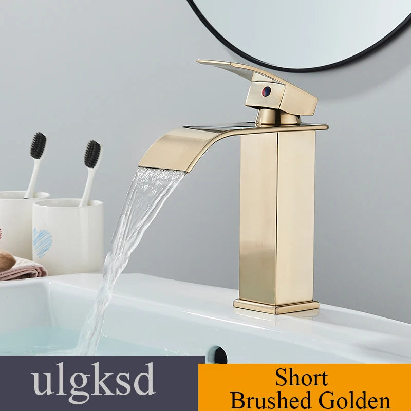 Waterfall Bathroom Basin Sink Faucet Handle Mixer Tap