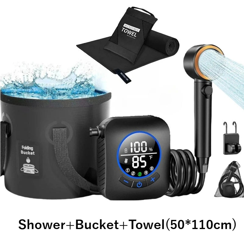 Outdoor Camping Shower 20l Collapsible Bucket Spray Modes