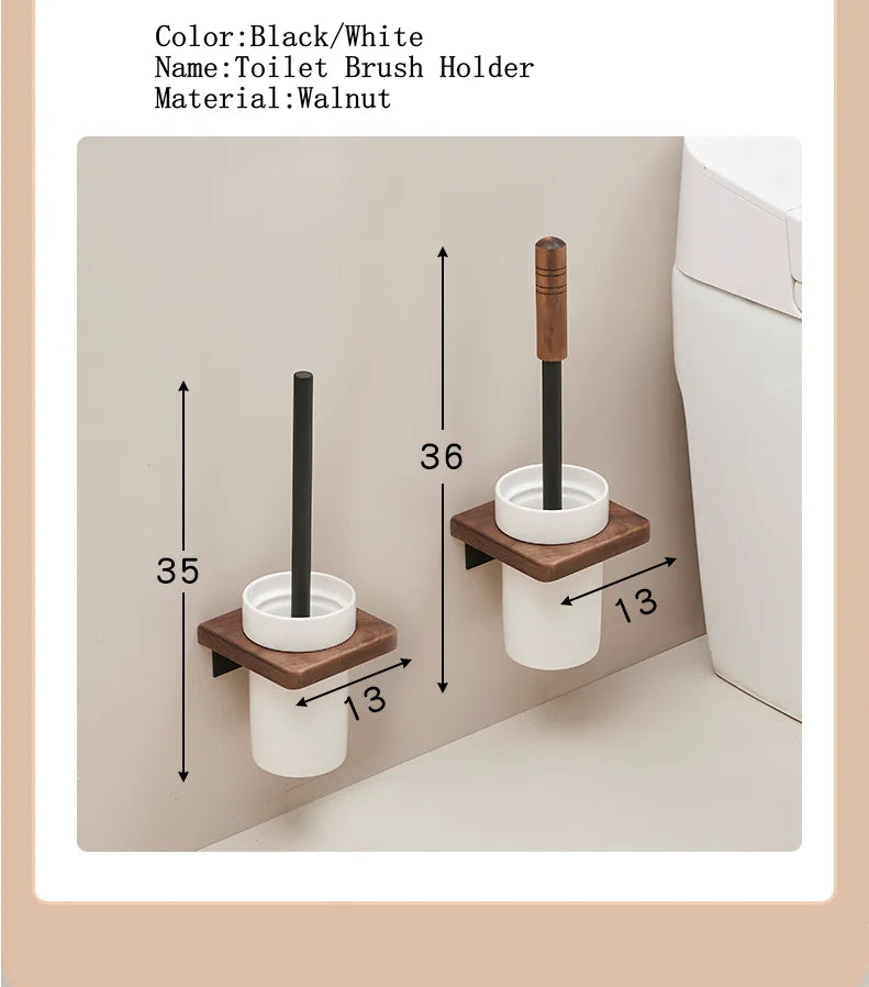 Walnut-Horse Bucket Brush Non-Dead Corner Toilet Shelf-Free