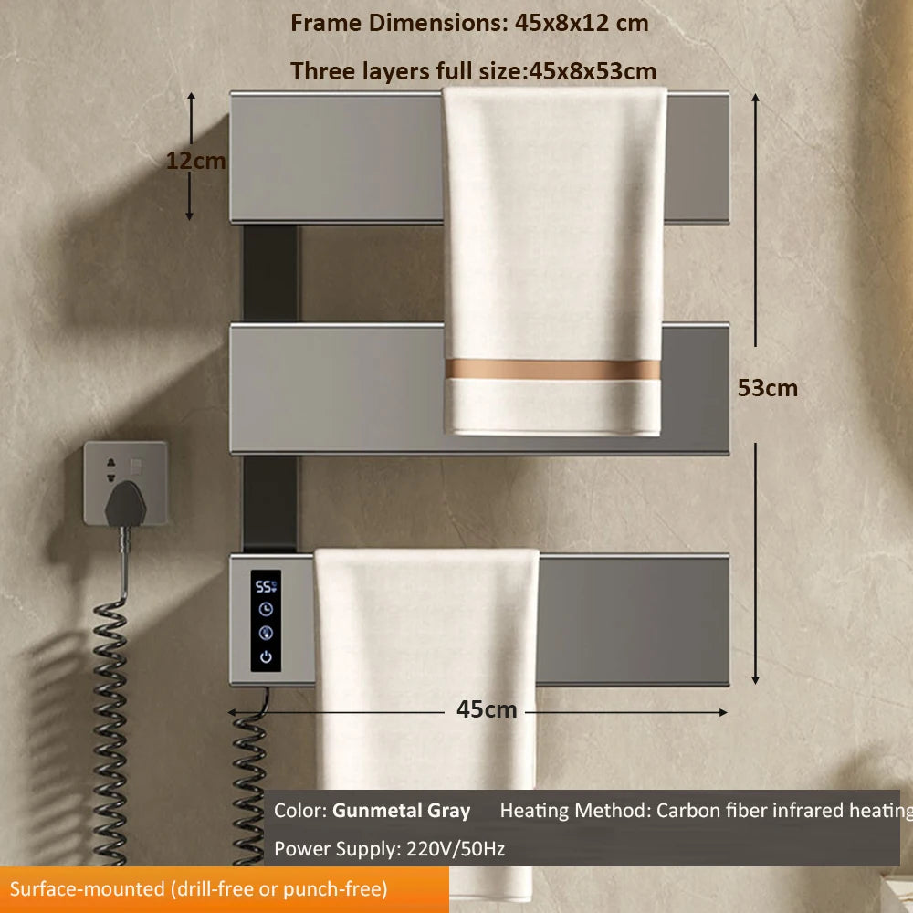 Oxg Electric Heated Towel Rack Wall Mounted Bathroom