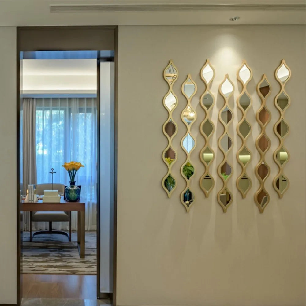 6/12pcs Gold Teardrop Wall Mirror Combinationartisticdecorative