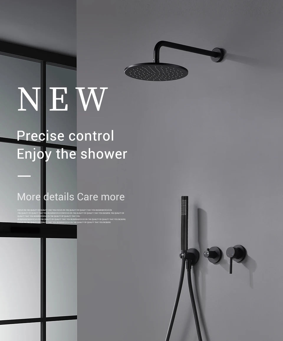 Bathroom Shower System Rainfall Shower Faucet Black Mixer