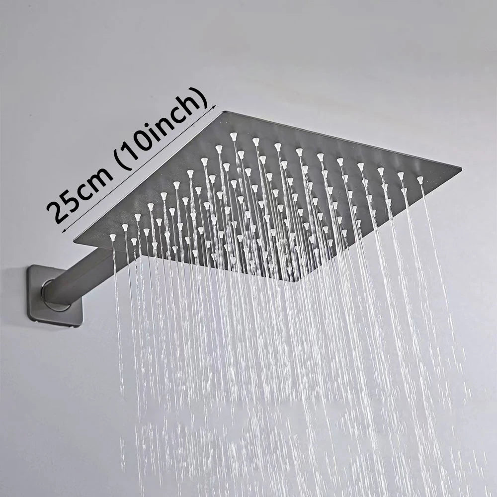Gray Hidden Shower System Concealed Rainfall Bathroom Shower