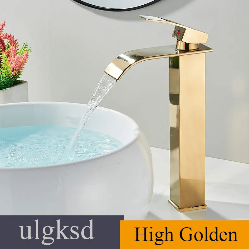 Waterfall Bathroom Basin Sink Faucet Handle Mixer Tap