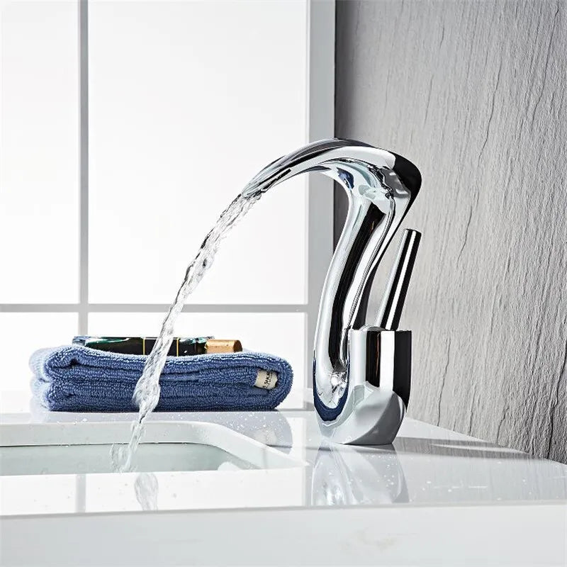 Tuqiu Black Bathroom Faucet Brass Gold Basin Faucet