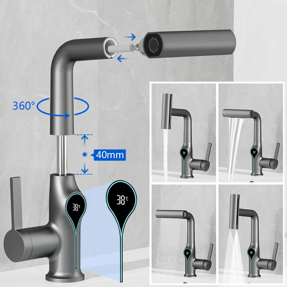 Multi Functional Waterfall Basin Faucet Mode Mixer Tap