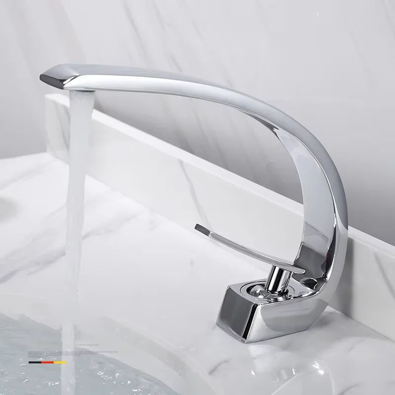 Brass Core Modern Bathroom Sink Faucet Handle Deck
