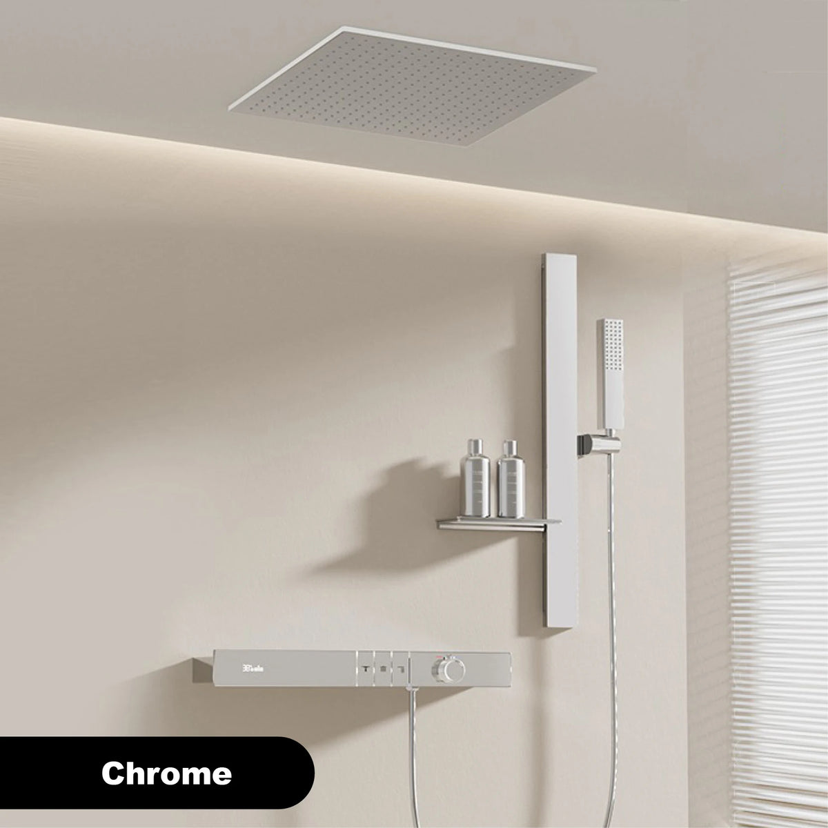Luxury Ceiling Thermostatic Shower System Black Brass Function