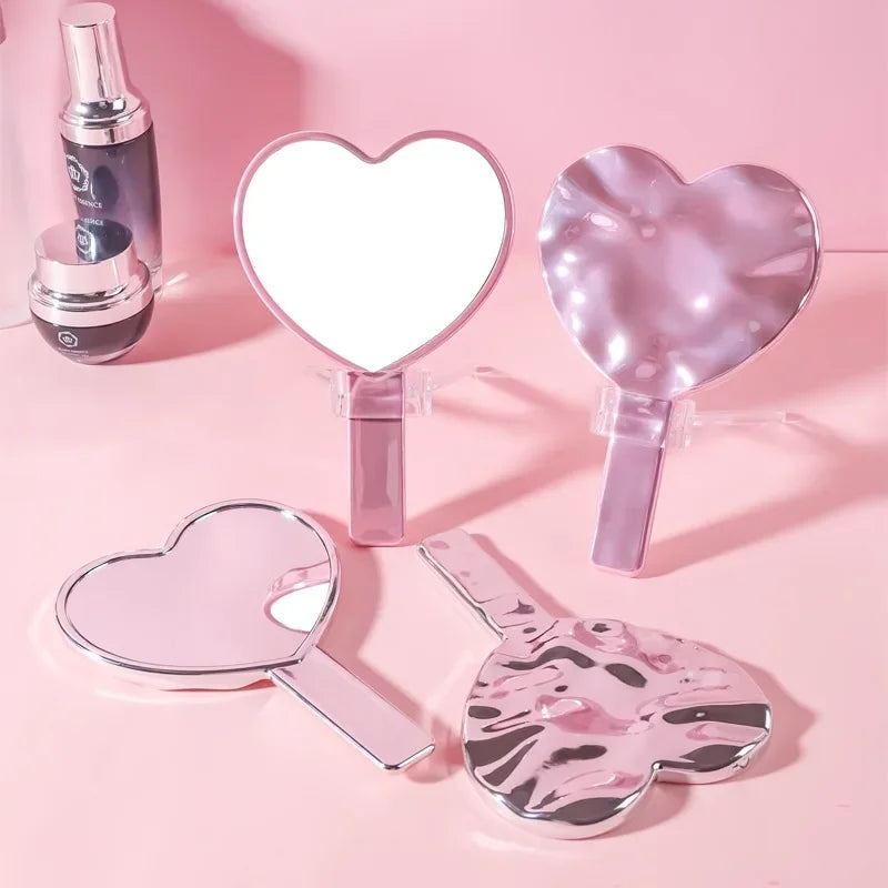 Eyelash Extensions Handheld Mirror Heart Shape Vanity Mirror