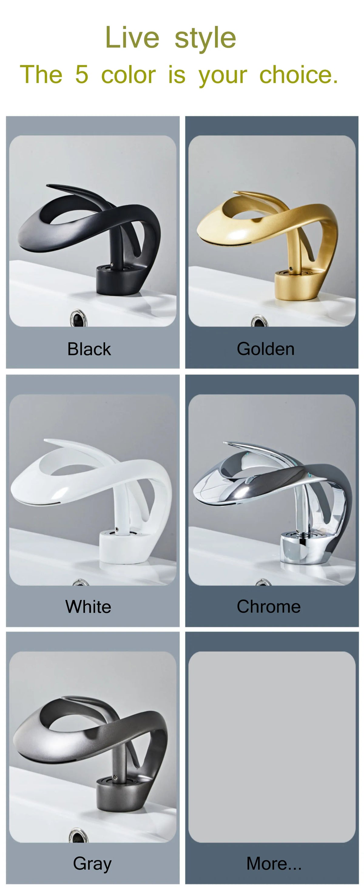 Black Bathroom Basin Taps Handle Waterfall Faucet Solid