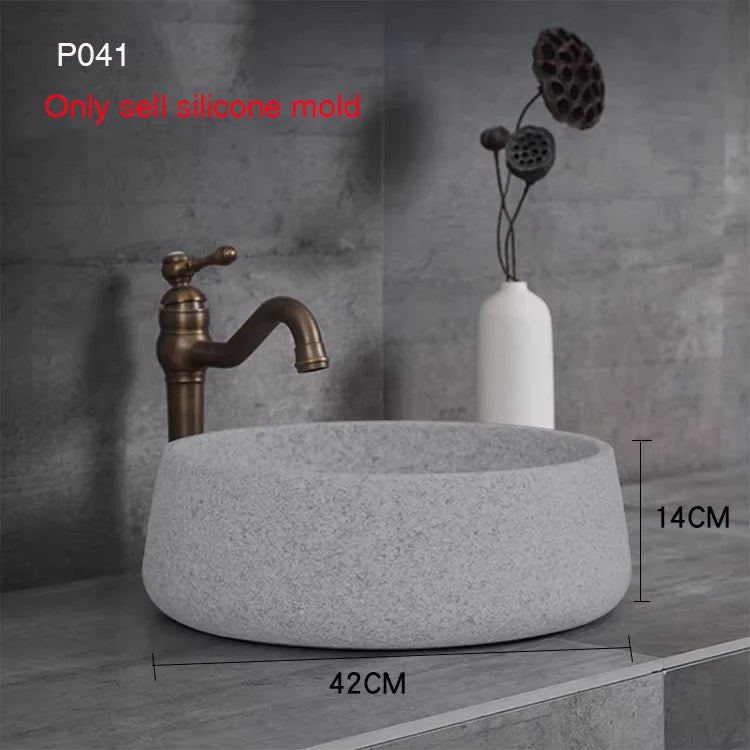 Circular Concrete Sink Silicone Mold Bathroom Square Sink