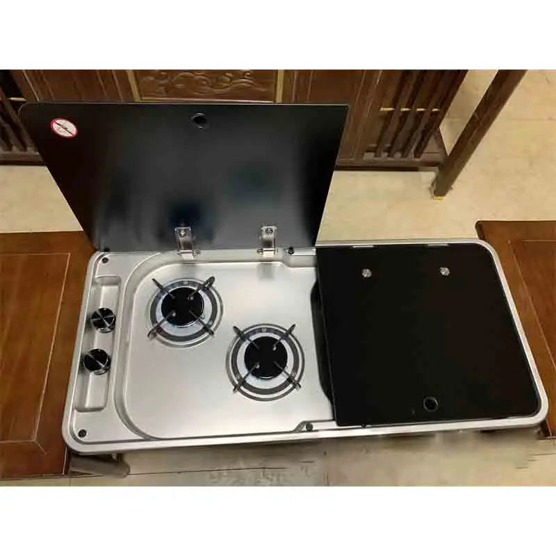Rv Gas Stove Two Burner Rectangular Stainless Steel