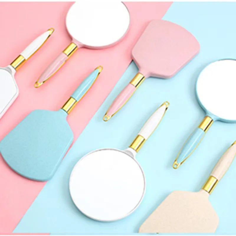 Lady Handheld Makeup Mirror Cosmetic Retro Mirror Spa