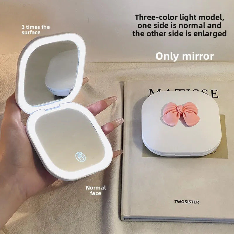 1pcs Makeup Mirror Women Handheld Led Light Folding