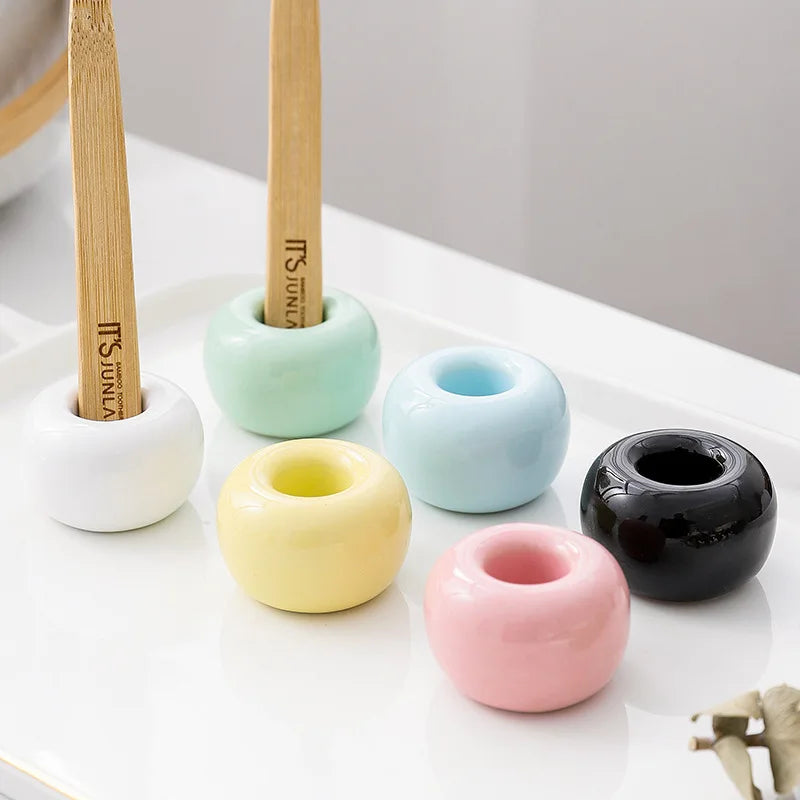 Pc Mini Ceramics Handmade Toothbrush Holder Stand Bathroom