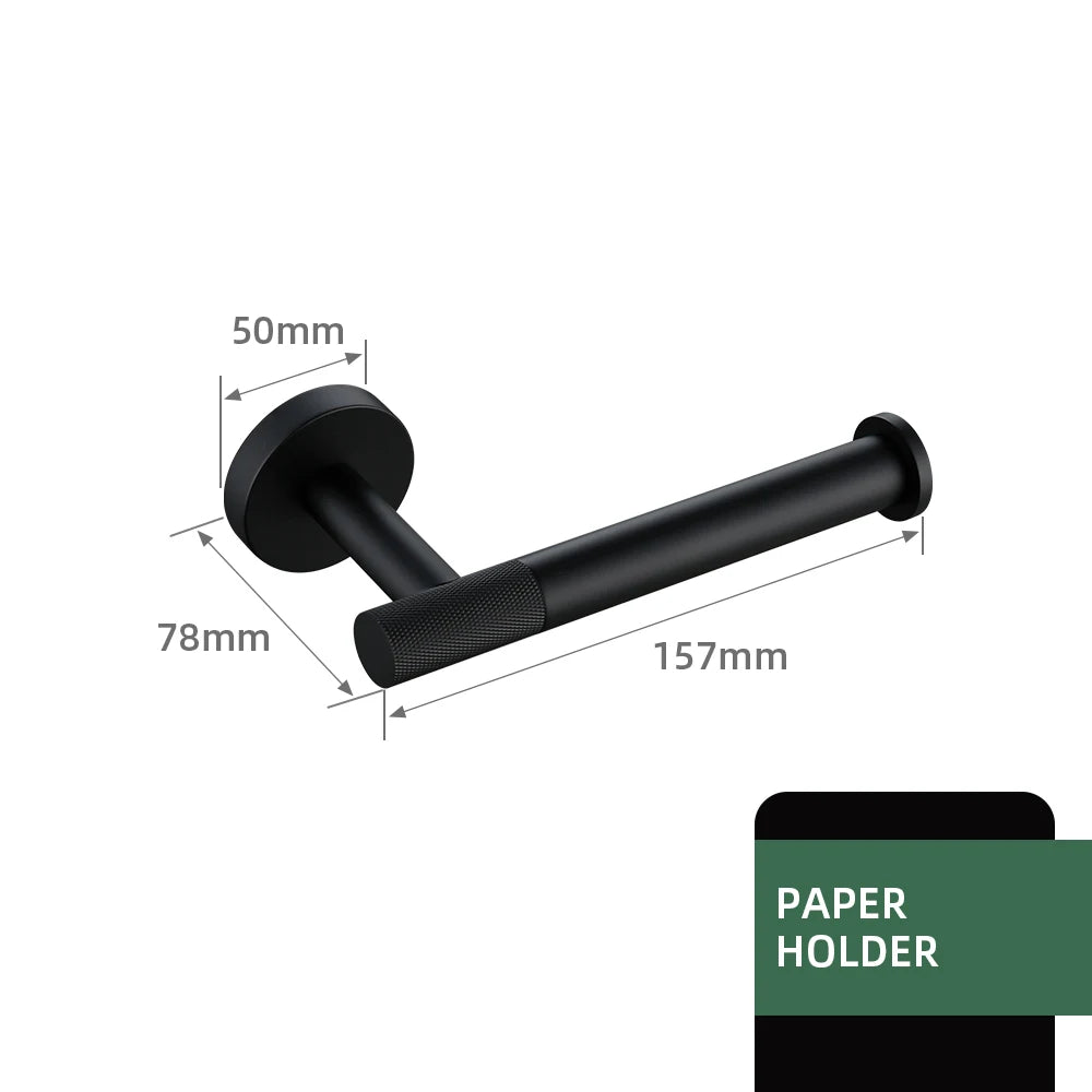 Black Bathroom Brass Knurled Kit Paper Holder Towel
