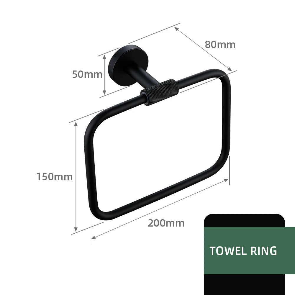 Black Bathroom Brass Knurled Kit Paper Holder Towel