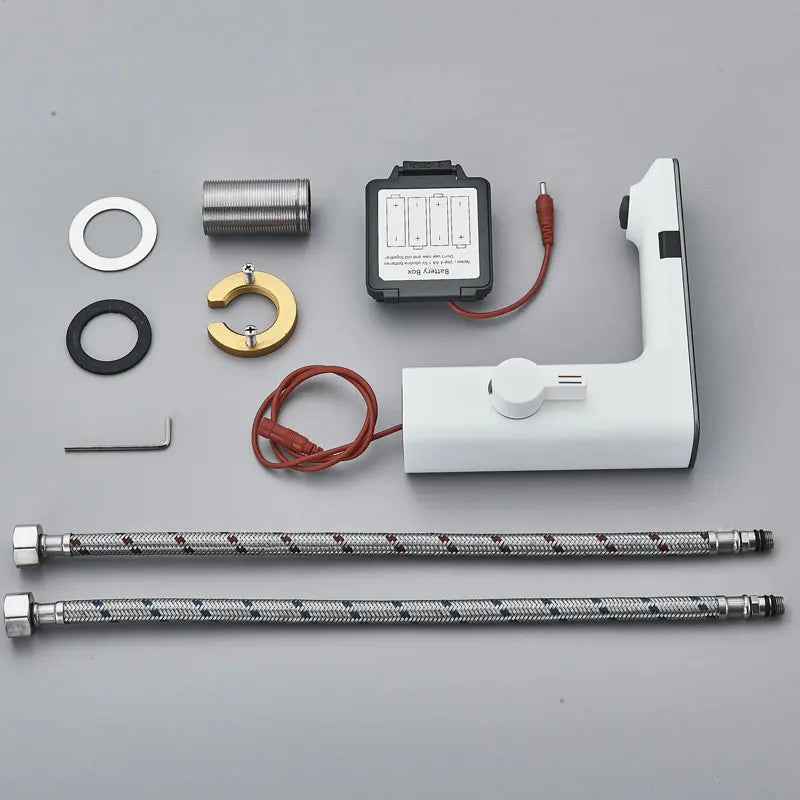 White Bathroom Basin Faucet Cold Water Mixer Deck