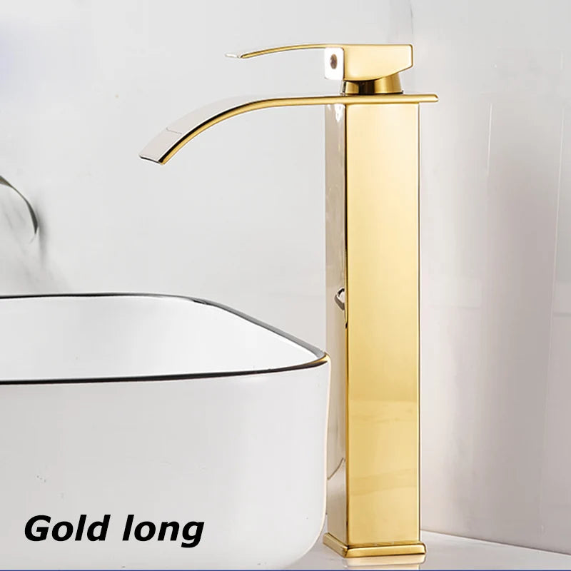 Splash-Proof Dual Control Countertop Waterfall Faucet Bathroom