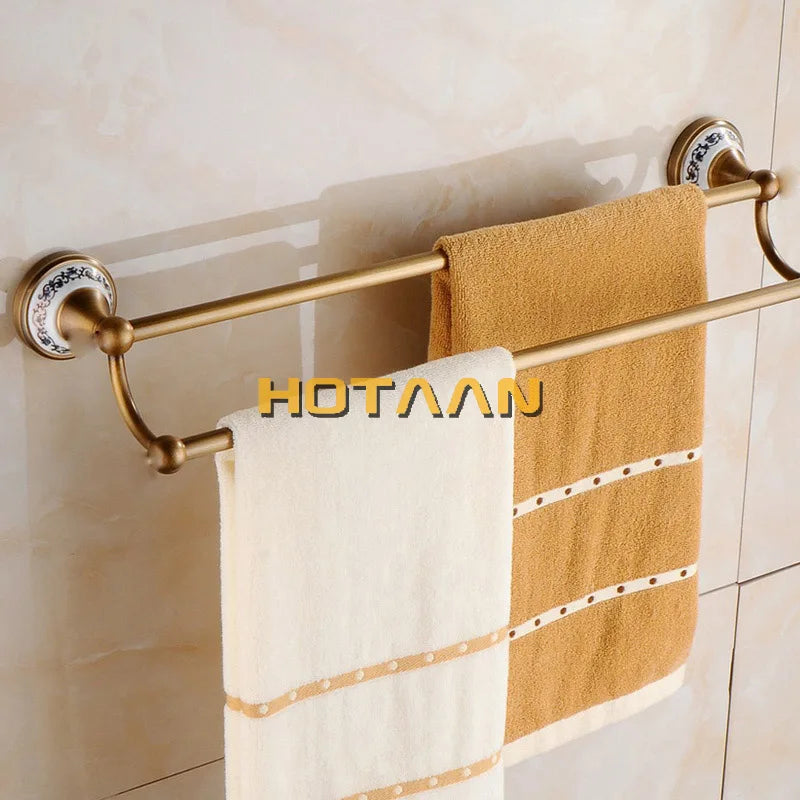 Antique Brushed Solid Brass Bathroom Sets European Porcelain