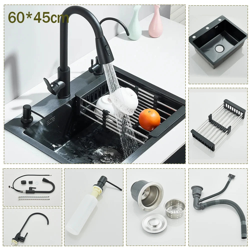 304 Stainless Steel Waterfall Sink Large Slot Integrated