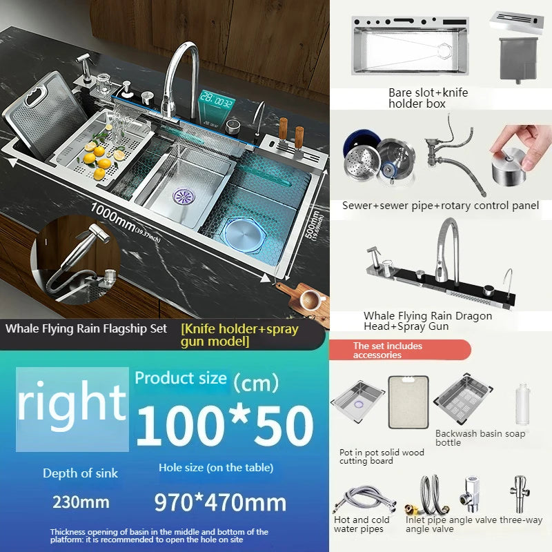 Sinks Stainless Steel Waterfall Sink Includes 120 50