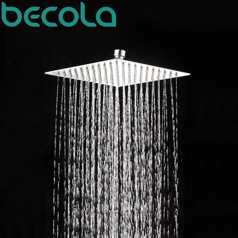 Becola 16inch 40cmx40cm Square Stainless Steel Ultra-Thin Shower