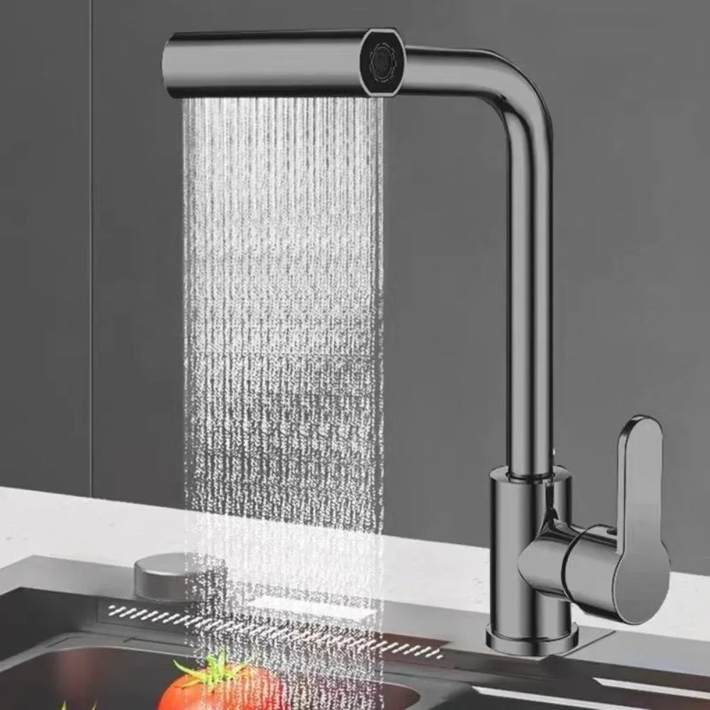 Rotation Function Stainless Steel Faucet Handle Modes Waterfall