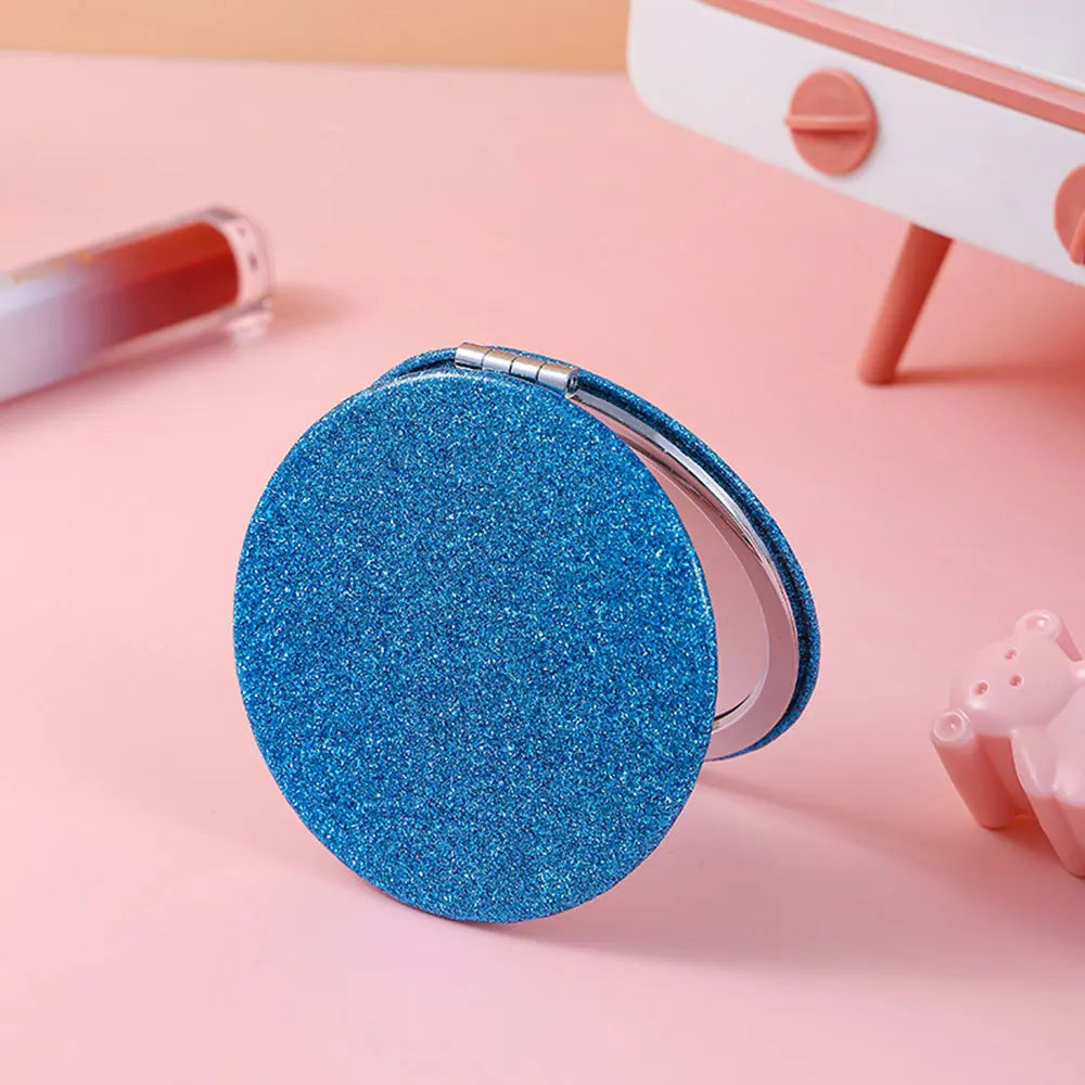 Mini Vanity Mirror Glitter Round Travel Mirror Pocket