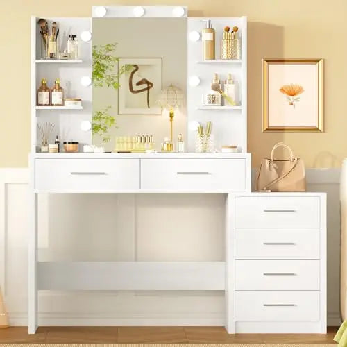 Large Makeup Vanity Desk Led Mirror Power Outlet