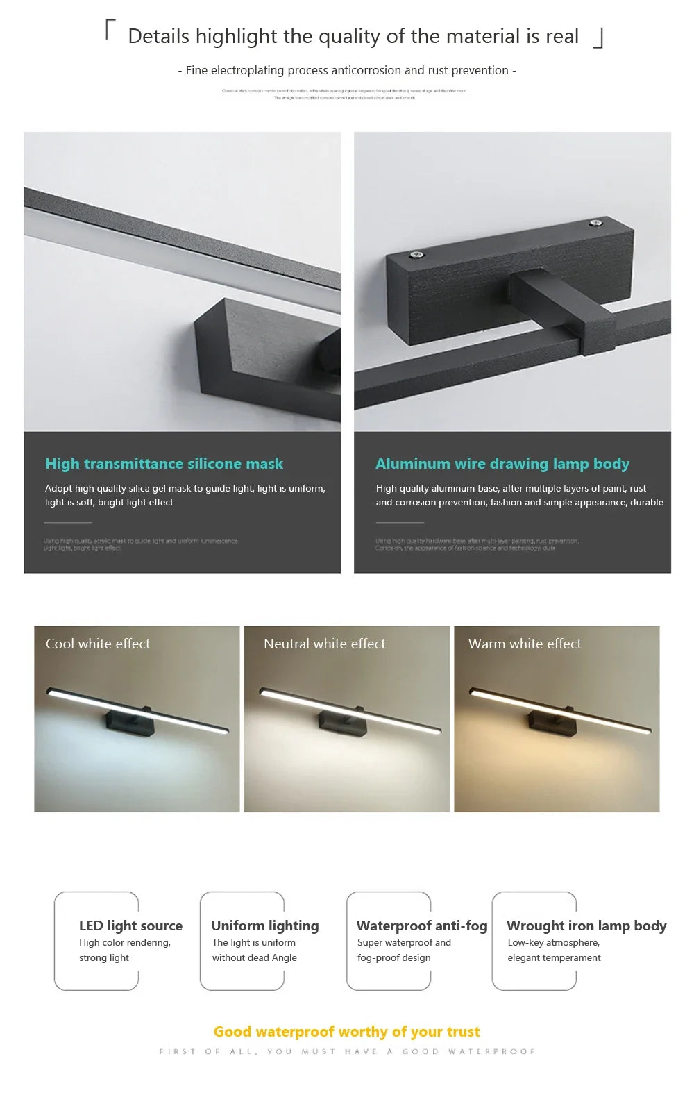Modern Led Wall Light Bathroom Hardwares Wall Lamp
