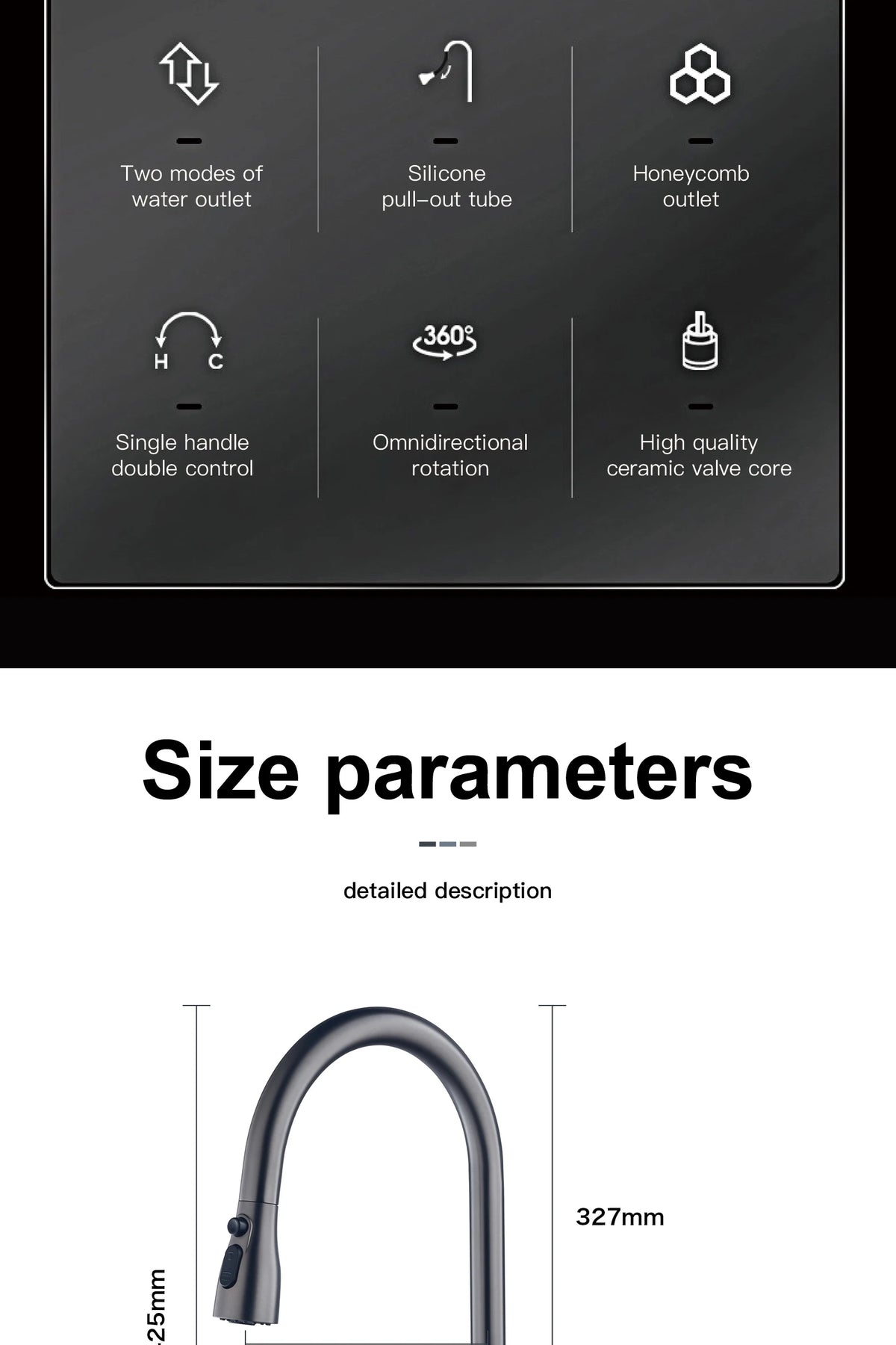 Luxury Digital Display Brass Grey Faucet Pull-Out Design