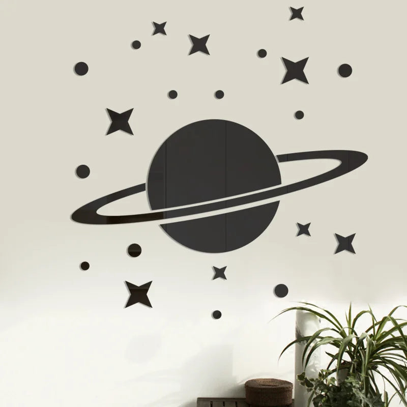 Acrylic Star Moon Planet 3d Mirror Wall Sticker