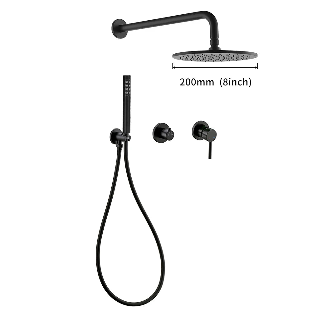 Bathroom Shower System Rainfall Shower Faucet Black Mixer