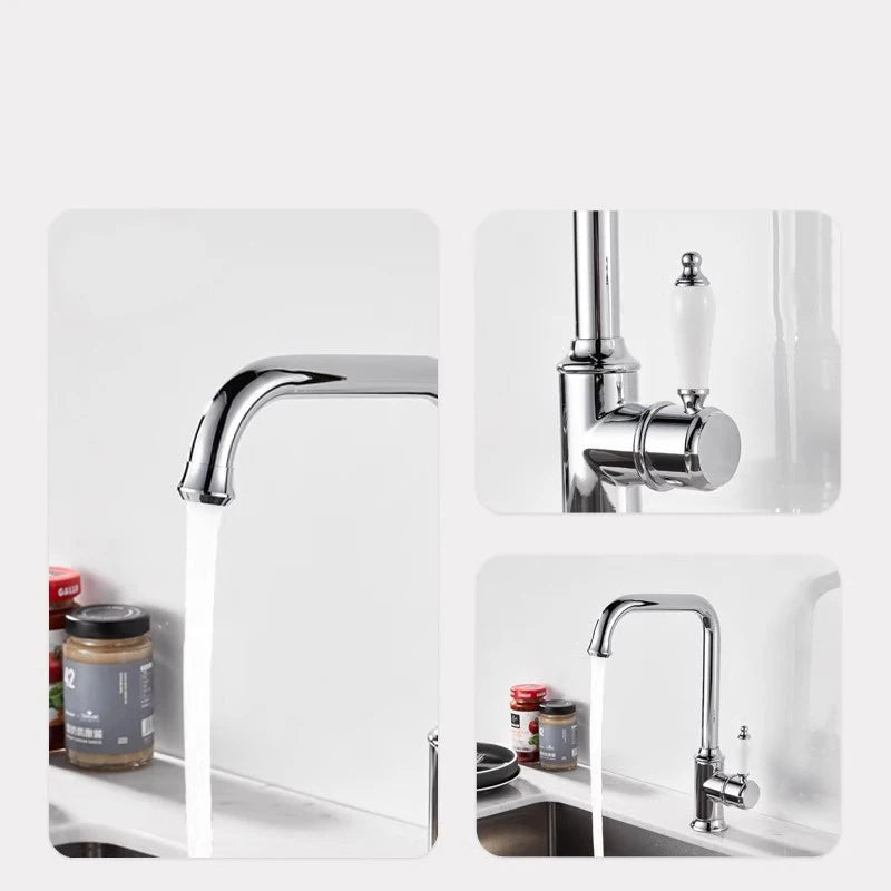 French Vintage Faucet Basin Sink Silver Cold Water