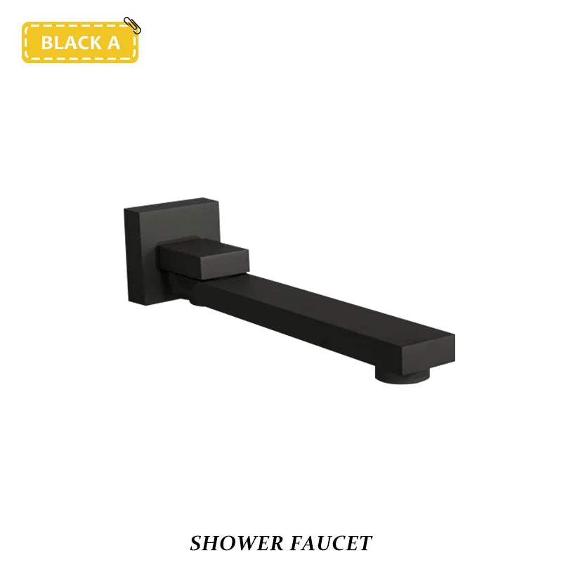 Brass Brushed Gold Mixer Faucet Wall-Mounted Round Square