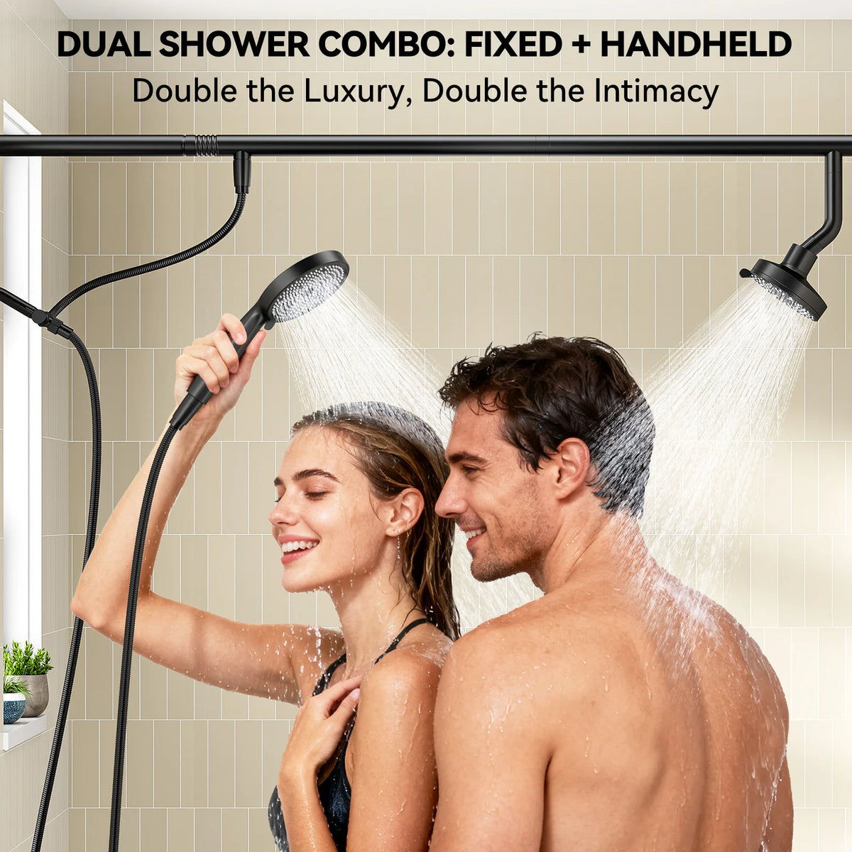 Tandem Shower Head Couples Dual Shower Head Handheld